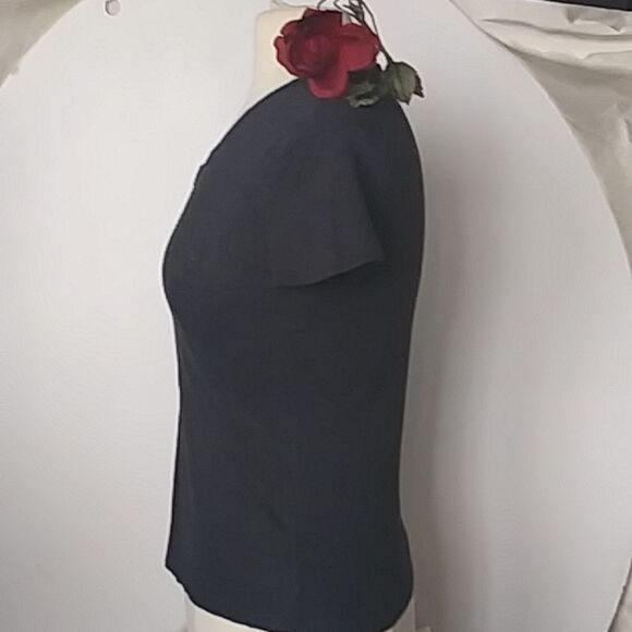 Short Sleeve Sweater Women's T Shirt Style V Neck Body Con Soft Charcoal size S - Picture 6 of 9